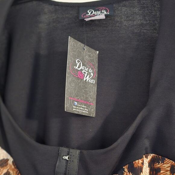 Dare to Wear Leopard print Body Con Back Lace Bell Sleeve Blouse 3XL - Picture 6 of 13